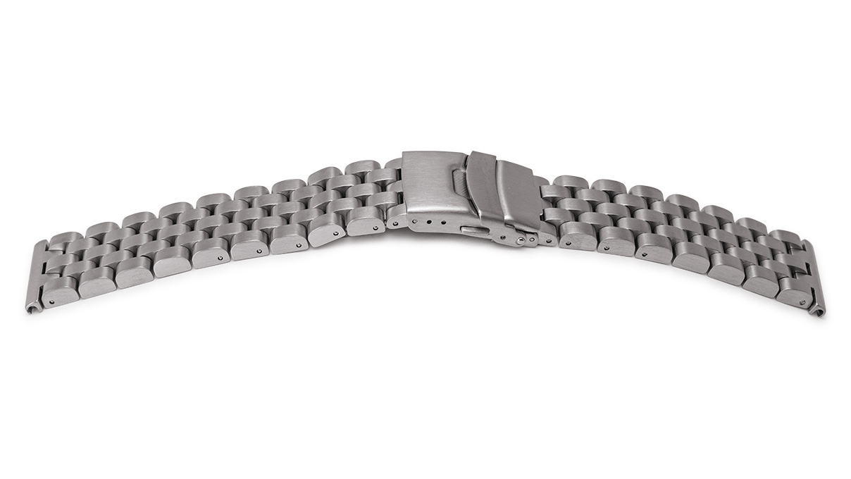 Metal bracelet, stainless steel, satin finish, solid, lug width 20 - 22 mm