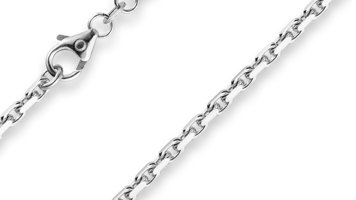 Necklace with spring ring, 935/- silver, diamond-polished anchor chain, wire thickness 0,4 mm, length 55 cm