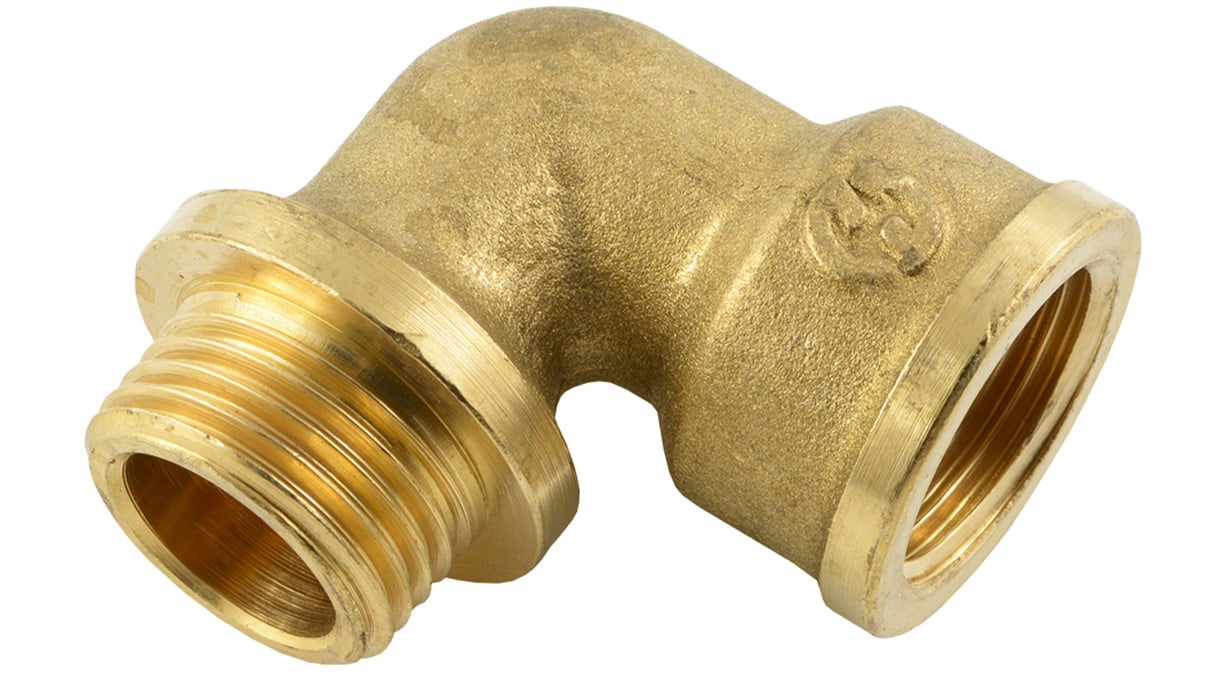 Screw-in elbow 90°, female/male thread G1/2", brass, forged