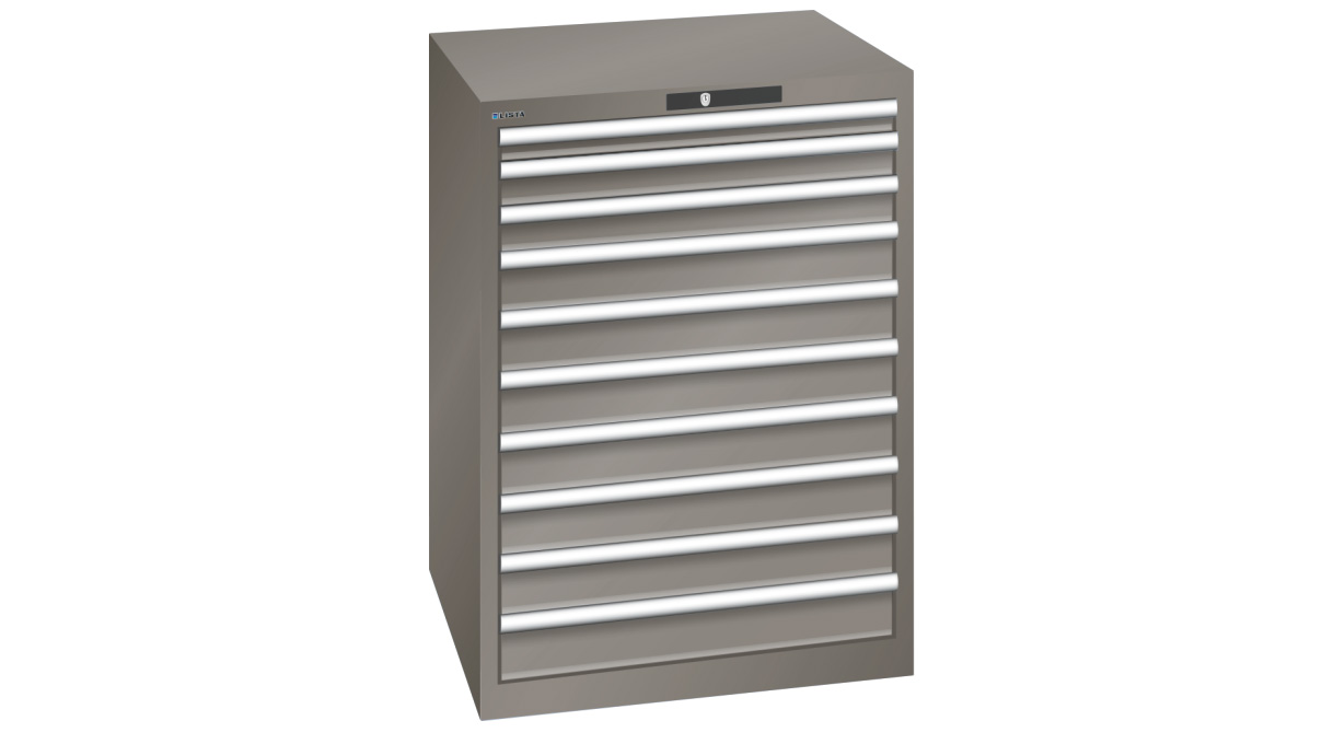 Lista drawer cabinet 36 x 27 E, 10 drawers, pearl mouse gray, Key Lock, height 850 mm