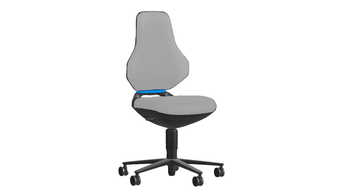 Bimos Texon high-tech work chair for cleanrooms, ESD-protected, with castors, seat height 45 - 62 cm,
Auto-Motion technology, black frame, Flex-Back blue