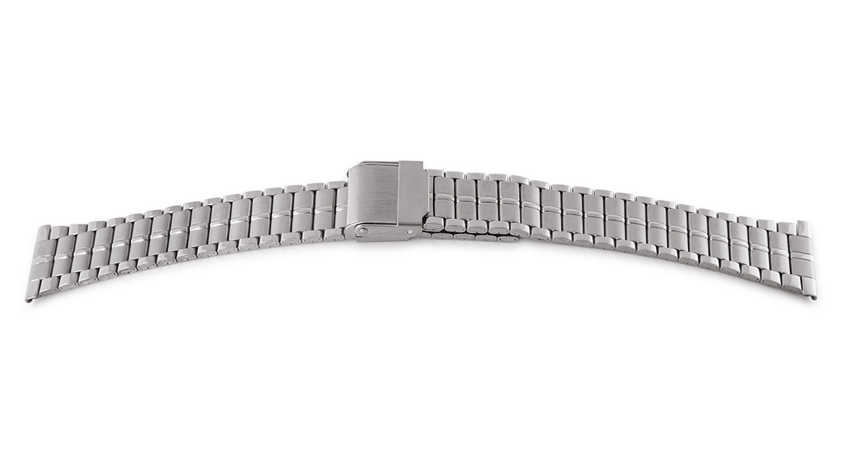 Metal bracelet stainless steel, folded, ends 18 - 20 mm, width 15 - 18 mm