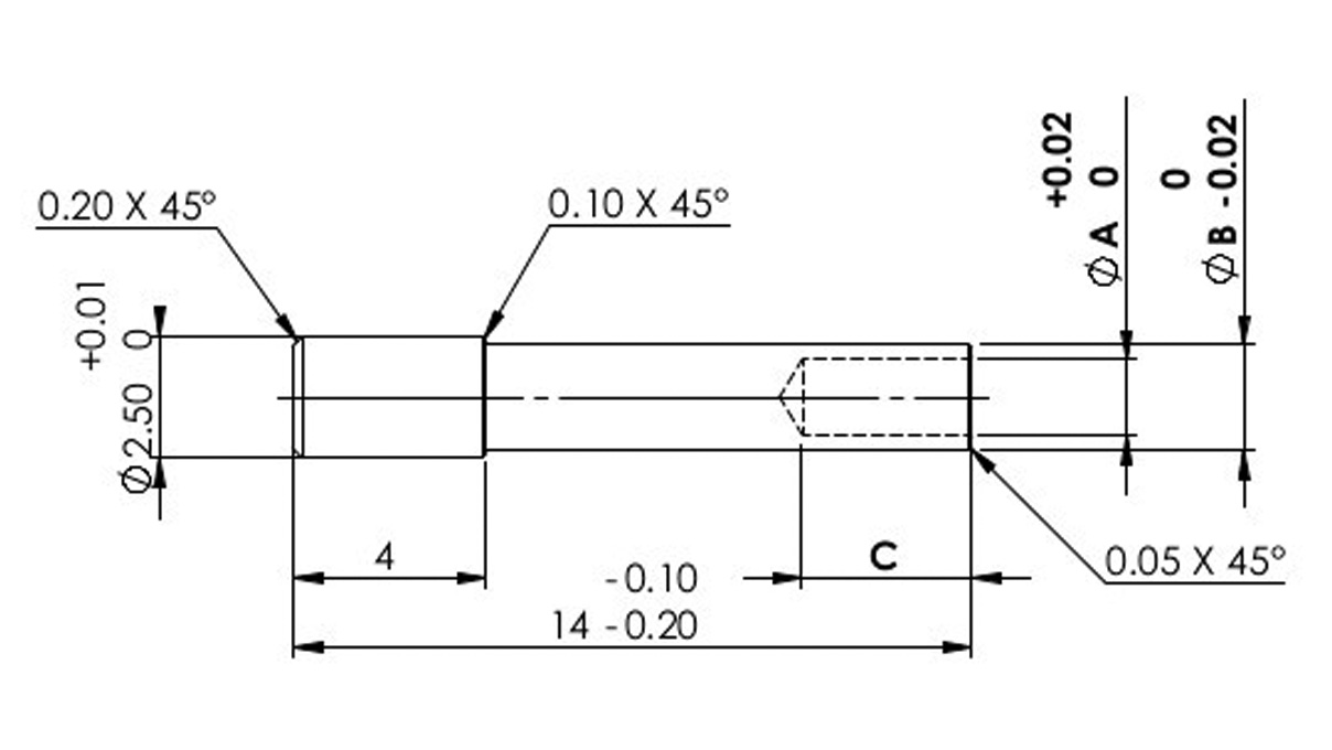 Horia AMF 2000-06 N° 7 Einsatz zum Ausstoßen von Tuben, Ø A 1,1 / Ø B 1,6 mm