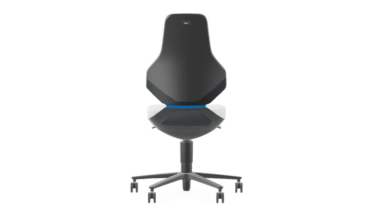 Bimos Texon high-tech work chair for cleanrooms, ESD-protected, with glides and star base, seat height 57
- 81 cm, auto-motion technology, black frame, blue flex-back