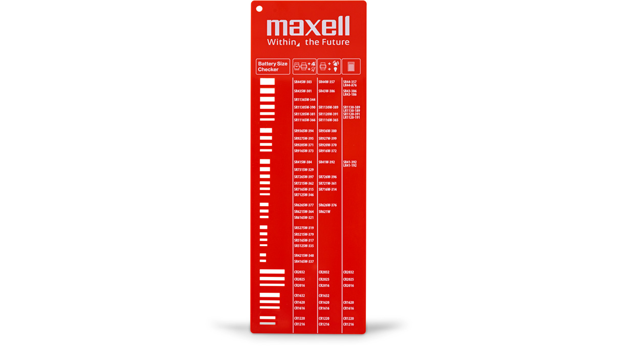 Maxell Battery stencil, plastic