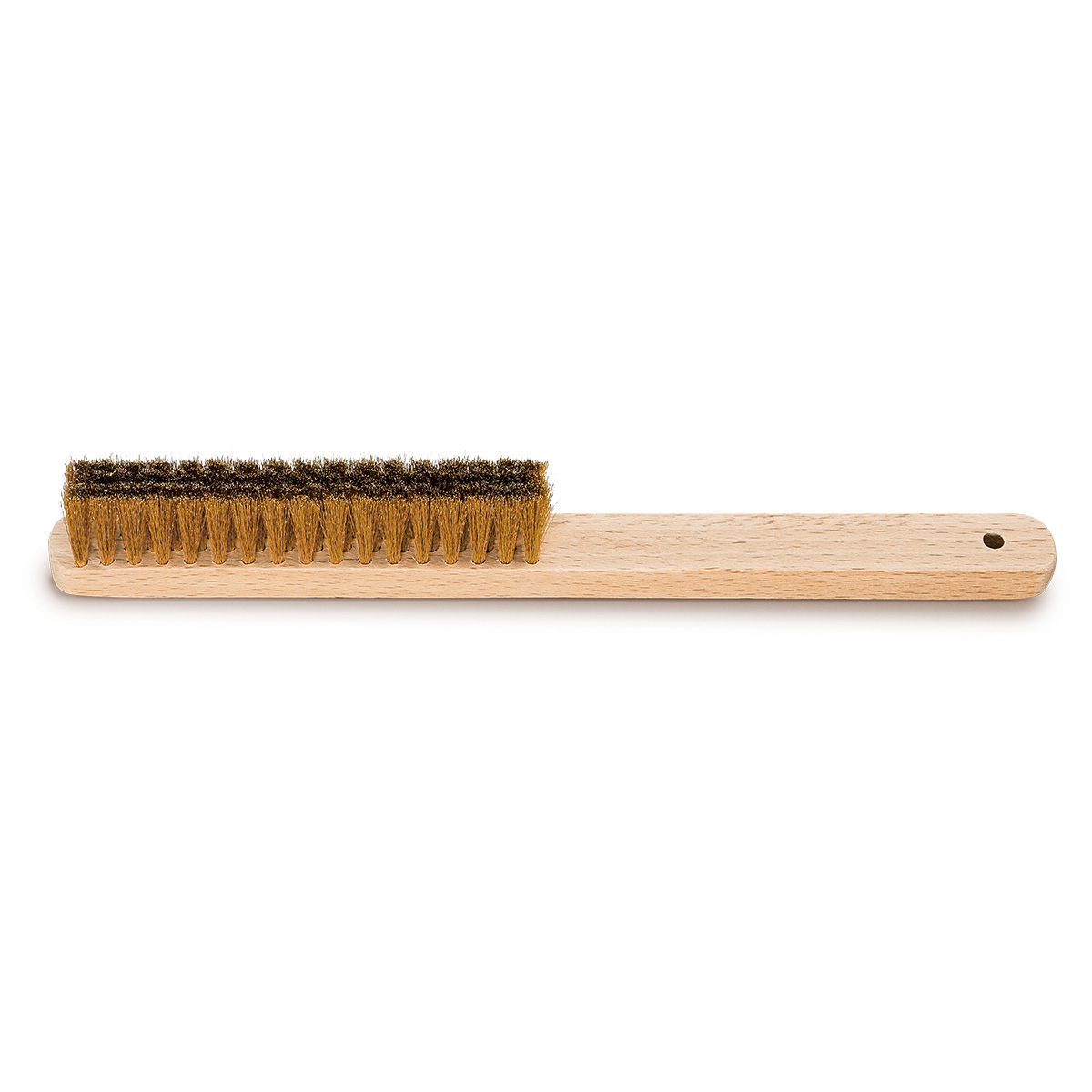 Hand brush, 4-row, length 220 mm, brass wire bristles Ø 0,15 mm