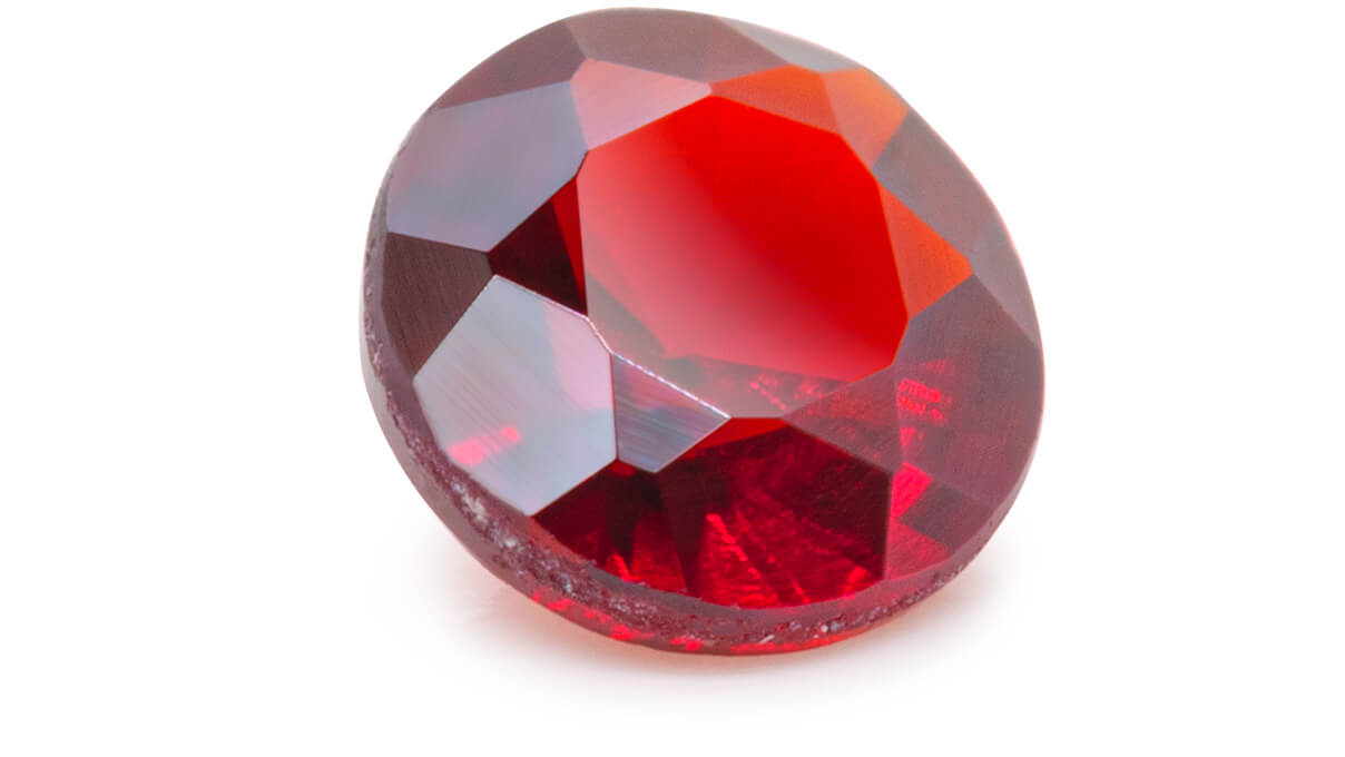 Ruby, red, round, brilliant cut, Ø 3 mm