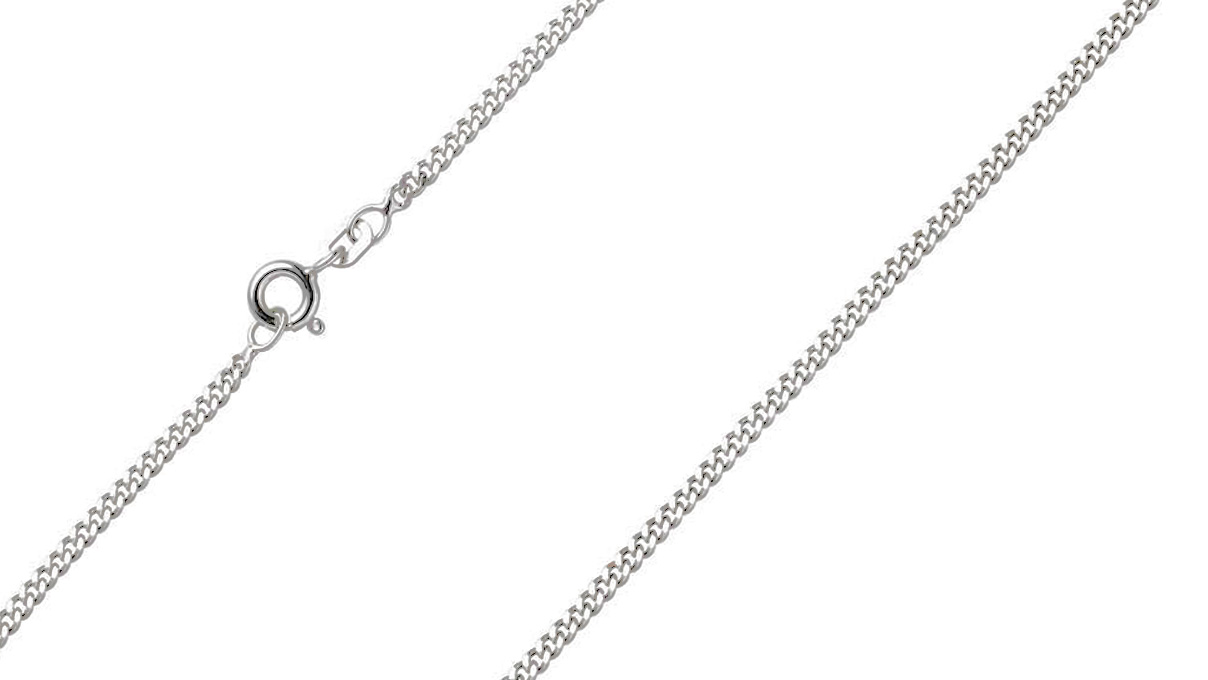 Necklace with spring ring, 935/- silver, oval diamond-polished curb chain, wire thickness 0,4 mm, length
60 cm