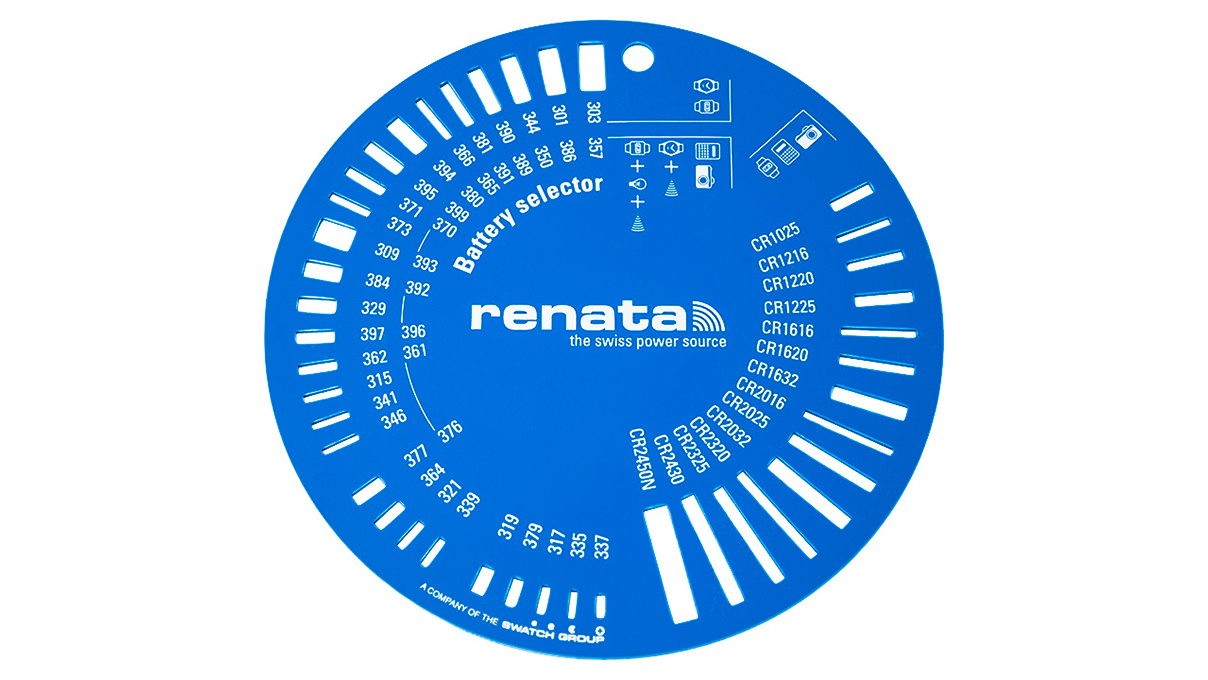 Renata Battery stencil, plastic