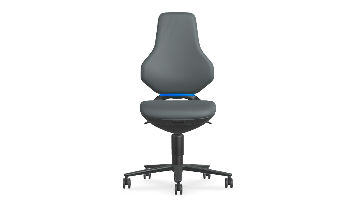 Bimos Texon high-tech work chair for cleanrooms, ESD-protected, with castors, seat height 45 - 62 cm,
Auto-Motion technology, black frame, Flex-Back blue