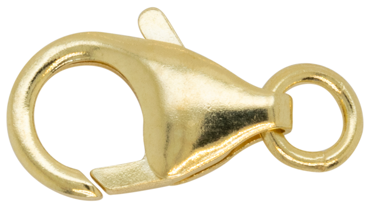 Lobster clasp for Charms with attached jump ring, 585/- Yellow gold, 8 mm