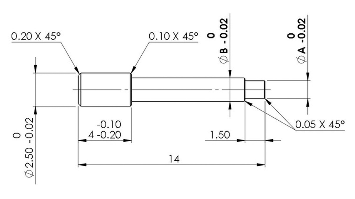 Horia AMF 2000-07 N° 14 Einsatz zum Ausstoßen von Tuben, Ø A 0,65 / Ø B 1,2 mm