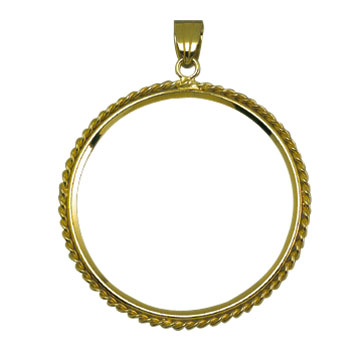 Coin pendant setting with hogs 585/-  gold 34 mm