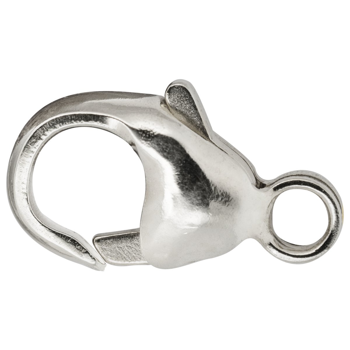 Lobster clasp, punched, domed, eyelet straight, 925/- silver, 9 mm