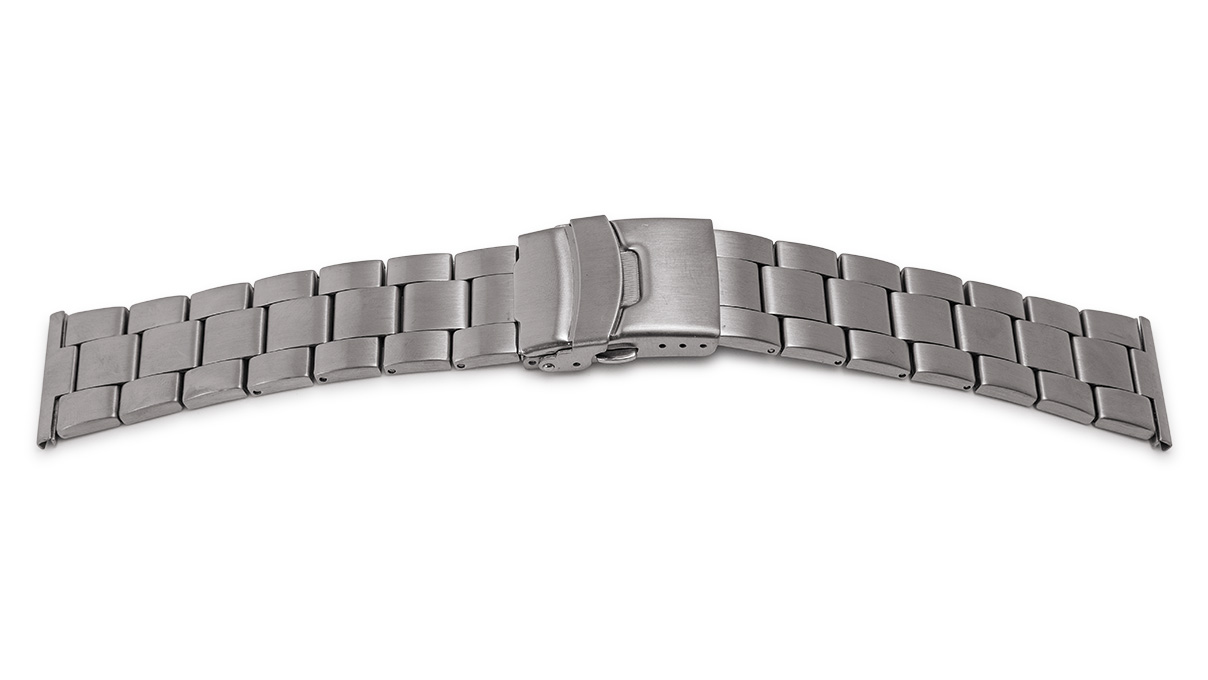 Metal bracelet, stainless steel, polished, lug width 22 - 24 mm