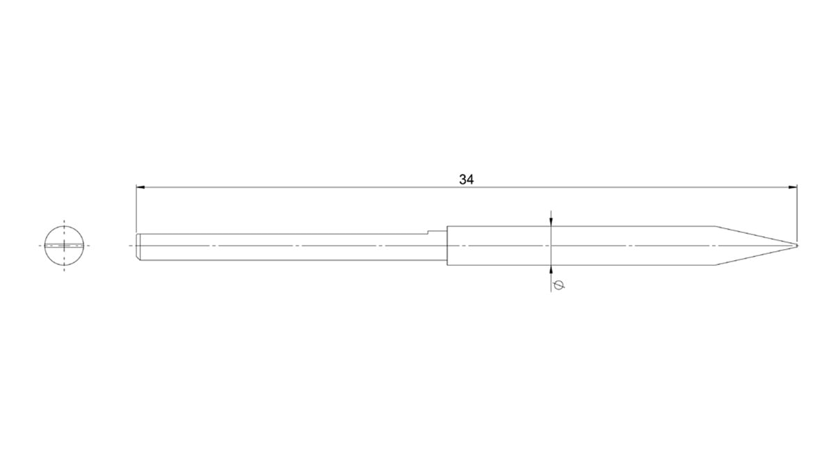 Lecureux schroevendraaierblad, L 34 mm, Sleuf (V), Ø 3 mm