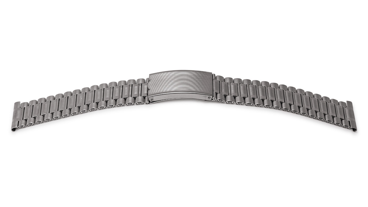 Metal bracelet, stainless steel, satin and polished links, lug 20 mm