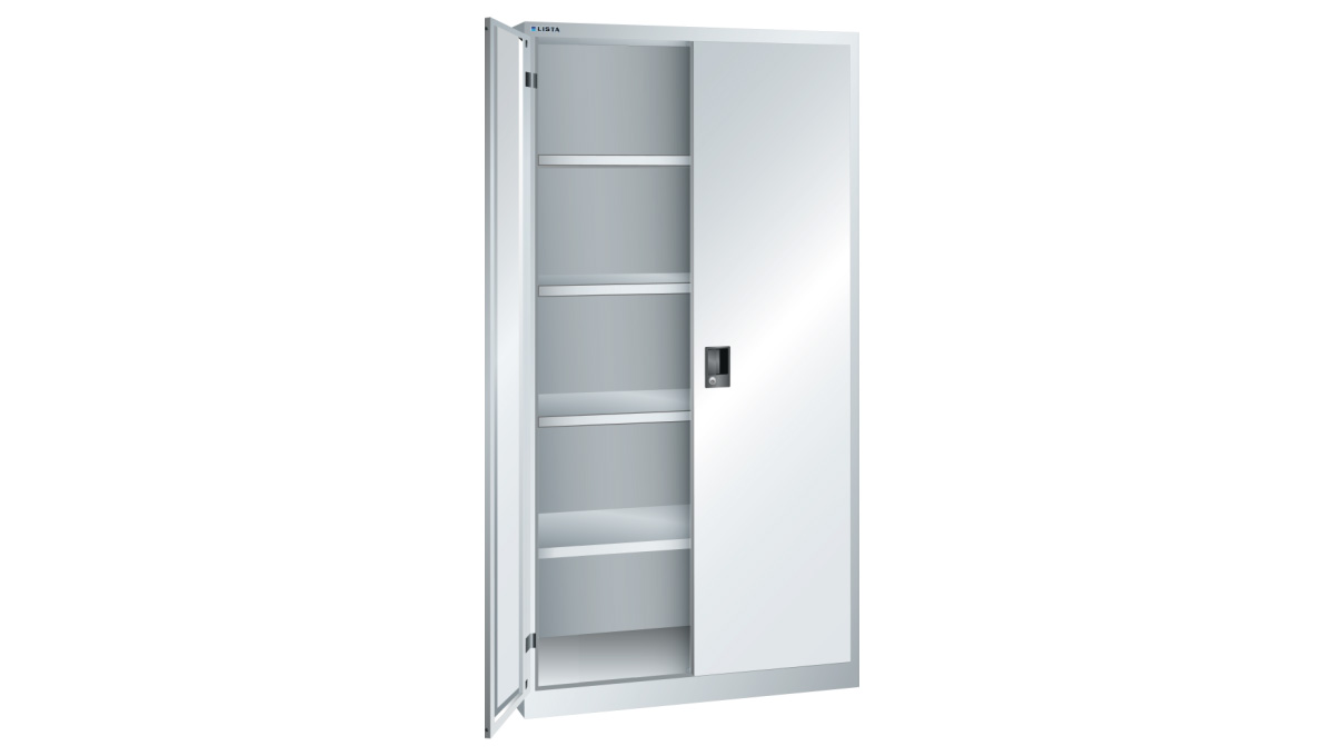 Lista hinged door cupboard 1000 x 500 mm, 4 adjustable shelves, key lock, height 1950 mm