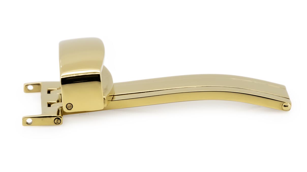 Folding clasps for leather straps, gold plated, 16 mm