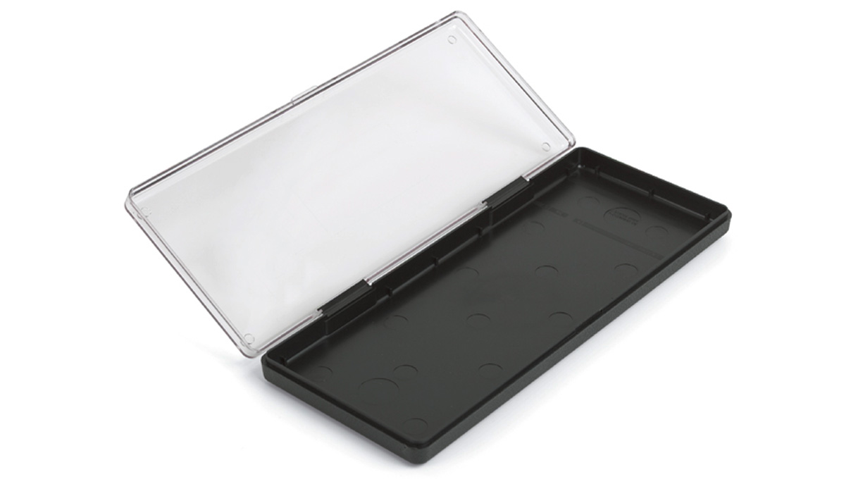 Assortment box, black with transparent lid, 260 x 105 x 25 mm